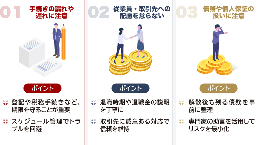 会社をたたむときの注意点 