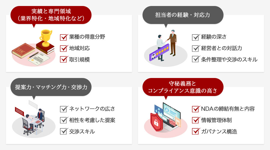 M&A仲介会社を選ぶ際のポイント