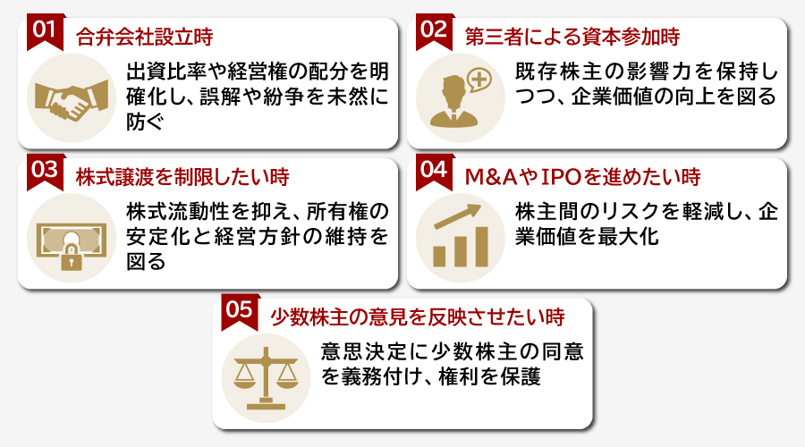 株主間契約の主な利用シーン