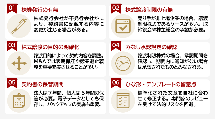 株式譲渡契約書作成時の注意点
